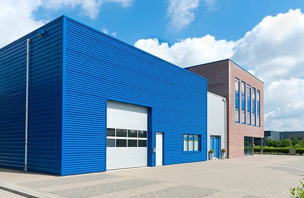 Large commercial steel building interior